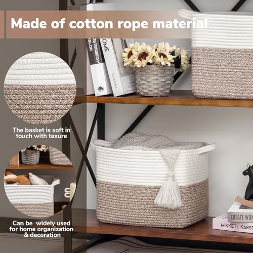 Goodpick Cube Storage Bins - Shelf Baskets for Toys Storage, Closet Storage Bins for Towel Book Clothes, Woven Basket for Shelves Baby Laundry Basket, 13''x10''x9'' - color: Brown, size: 13"L x 10"W x 9"H