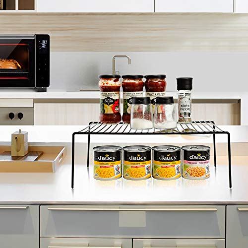 iPEGTOP Set of 6 Large (15.7 x 9.4 Inch) Kitchen Cupboard Organiser, Freezer Cabinet Storage Metal Shelf Wire Rack, Rustproof Steel Shelves for Fridge Pantries Countertops Utensils, Black - color: Black