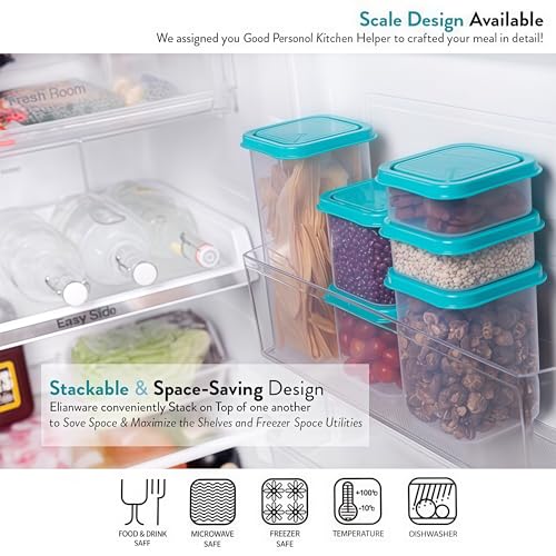 Airtight Food Storage Container With Lids 9PCS Family Set, BPA-Free Food-grade Plastic Stackable Leak-proof Kitchen Pantry Organizers for Pasta, Nuts, Dry Goods, Snack,Modular Design (Blue) - color: Blue