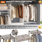 Armocity 5FT Small Closet System with 3 Fabric Drawers, 60 Inches Walk In Closet Organizer System With 3 Adjustable Shelves, Heavy Duty Clothes Rack Built-In Garment Rack, 59" L x 16" W x 71" H, White - color: White