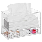 MyGift Modern Clear Acrylic Facial Tissue Dispenser Holder with Pull-Out Drawer for Makeup Cosmetics and Accessories, Vanity Countertop Bathroom Supplies Caddy - color: Clear
