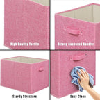 Simple Houseware 15 x 13 Inch Collapsible Fabric Storage Bin with Handles, 2 Pack, Pink - color: Pink