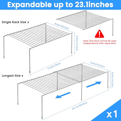 Tomorotec Space-Saving Stainless Steel Storage Rack, 12.8-22.8 in, Silver, Easy to Install, Versatile Design - color: Silver-1Pcs