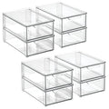 mDesign Plastic Stackable Bathroom Storage Organizer Bin with Pull Out Drawer for Cabinet, Vanity, Shelf, Cupboard, Cabinet, or Closet Organization - Lumiere Collection - 8 Pack - (Clear, 8 x 12 x 4) - size: 8 x 12 x 4 (Pack of 8)
