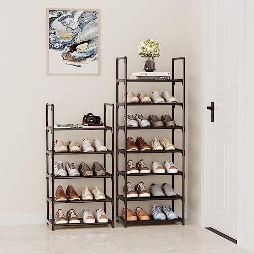 5-Tier Small Shoe Rack,Stackable Shoe Shelf Storage Organizer for Entryway Hallway Closet Bathroom Living Room(Black-5Tier) - color: Black-5tier