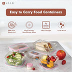 Razab 35 Pc Set Glass Food Storage Containers with Lids - Meal Prep Airtight Bento Boxes BPA-Free 100% Leak Proof (15 lids,15 glass & 5 Plastic Sauce/Dip Containers) - color: Pink