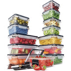 Chef's Path 28 Piece Airtight Food Storage Containers with Easy Snap Lids, 14 Containers and Lids, Stackable Kitchen and Pantry Canisters for Coffee, Meal Prep and Food Storage -Transparent - color: Pack of 14