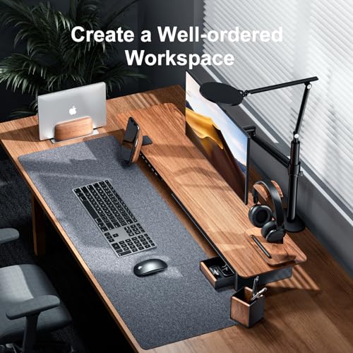 UPERGO Walnut Desk Tray with Pen Holder Set, Natural Wooden Desk Drawer Organizer Office, Organizer Tray for Keys, Pen, Watch - style: desk drawer with pen holder