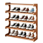 KNERS Bamboo Shoe Rack, Multi-Layer Space-Saving Shoe Organizer for Entryway, Bedroom or Living Room, Stable & Easy to Install, 3-Tier / 5-Tier / 6-Tier Options (5 Layer - 70cm) - size: 5 Layer - 70cm