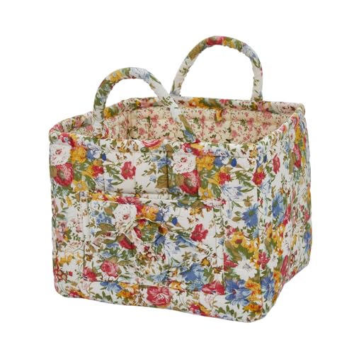 Quilted Laundry Basket with Handles, Aesthetic Collapsible Fabric Storage Basket for Clothes, Diapers & Toys - Multi-Purpose Boho Organizer Tote for Car, Home & Picnic (H) - color: H