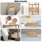 Sumnacon Wicker Storage Basket with Lid Rectangle Wicker Basket with Lid for Toiletries Tampon Storage,Toilet Tank Topper Basket Water Hyacinth Storage Baskets for Shelf Bathroom Toilet Table
