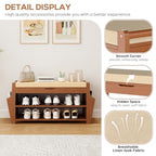 oakvivo 34.3in Shoe Bench, Bamboo 3-Tier Entryway Bench with Storage, Shoe Rack Organizer Holds Up to 330 lb, 34.3 x 11.8 x 18.9 Inches for Entryway Bedroom Closet Living Room Hallway - size: 34.3 inch