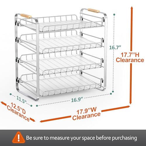 MAXIFFE 4 Tier Can Organizer for Pantry, 16.9" W×11.5" D×16.7" H, Space-Saving Adjustable Metal Hold 40 Standard 12-oz Cans Storage Rack Holder for Countertop Kitchen Soda Drinks Fruits, Chrome - color: Chrome, size: 4 Tier - 1 Pack