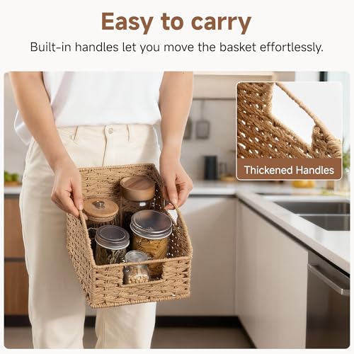 StorageWorks Wicker Baskets for Organizing, Pantry Organizers and Storage, Round Paper Rope Storage Basket for Pantry Shelves, Orange, 2 Pack - color: Light Brown(Paper Rope), size: 2x 8½"L x 10"W x 7½"H