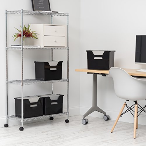 IRIS USA Large Portable Desktop File Box with Open Lid, 4 Pack, Side Handles, Hanging File Folders, Tabs & Inserts, Letter Size, Magazines, Newspapers, Mail, Books, Notebooks, Black - style: Black L - 4 Pack