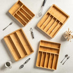 SMIRLY Silverware Drawer Organizer – Bamboo Kitchen Drawer Organizer, Adjustable Utensil Holder and Cutlery Tray, Drawer Dividers for Flatware and Kitchen Utensils - size: 5 Slot