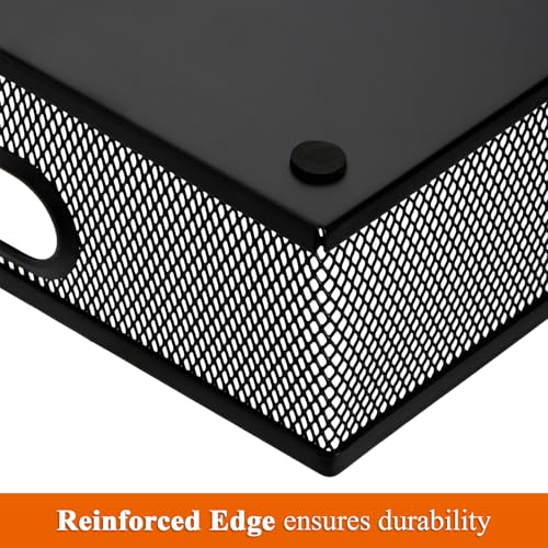 Elsjoy 2 Pack Desk Drawer Organizer Tray, Metal Mesh Desktop Storage Tray Office File Organizer with Handle, Portable Large Storage Basket for Office Supplies, Craft, Magazine, Paper