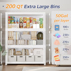 250GAL Large Stackable Storage Bins with Lid and Wheels, 1000Qt Collapsible Organizer Cabinet with Clear Door, for Closet, Bedroom, Kitchen, Garage, 5-Pack White - style: 5 Pack