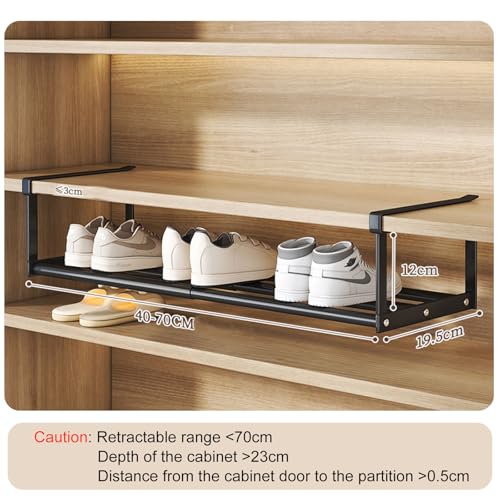 Hanging Shoe Organizer for Closet, Expandable Rack Organizer Under Cabinet Shelf - for Kitchen, Book or Clothing Storage and Organization. (Black-1Pcs) - color: Black