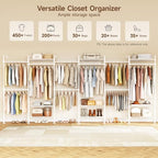 H6 Wall Mounted Closet System, Industrial Pipe Clothes Rack Clothing Racks with 6 Telescopic Rods & 3 Fixing Rods & 9 Shelves, Heavy Duty Closet Organizers and Storage in Wardrobe Closet (White) - color: White