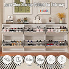 Mekminop 70.9" W Large Shoe Storage Cabinet with 6 Flip Drawers, White Shoe Organizer Cabinet for Up to 36 Pairs, Narrow Shoe Cabinet for Entryway, Hallway, Living Room