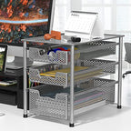 Simple Houseware Stackable 3 Tier Sliding Basket Organizer Drawer, Silver - color: Silver, size: 3-Tier
