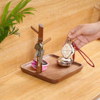 Wooden Key Holder with Tray, Tree Shaped Key Stand & Key Tray for Entryway Table, Rustic Home Organizer for Keys Jewelry