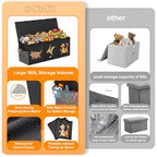 Extra Large Toy Box Chest, Collapsible Sturdy Toy Storage Organizer Boxes Bins Baskets Dinosaur Kids Toy Chest Bin with Lids for Boys Girls Living Room Playroom Bedroom Nursery 41"x14"x16" Black - color: Black－3