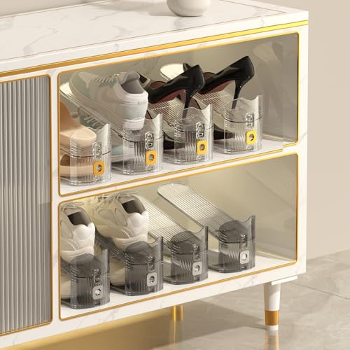 10Pack Shoe Slot Organizers Clear Shoe Stacker Organizer for Closet Shoe Holder Space Saver Rack Storage for Closet (Clear, 10Pack) - size: 10 PACK