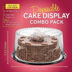 10 - 11" Plastic Disposable Cake Containers Carriers with Dome Lids and Cake Boards | 5 Round Cake Carriers for Transport | Clear Bundt Cake Boxes / Cover | 2-3 Layer Cake Holder Display Containers