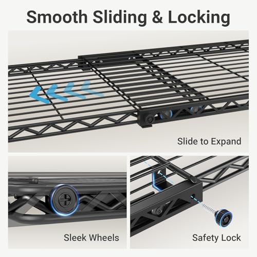 VIPEK X3 Plus Large Expandable Closet Rack Adjustable from 5'10" to 8'8" with Extendable Shelves and Hanger Rods, Freestanding Clothing Racks Modular Closet Systems Wardrobe, Max Load 1360LBS, Black - color: Black, size: X3 Plus