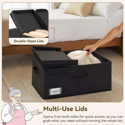 GRANNY SAYS Extra Large Storage Bins with Double-Open Lid, Closet Storage Boxes with Label, 63L Stackable Storage Organizer, Shelves Basket, Black, 2-Pack - color: Black, size: Extra Large - 2 Pack