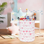 LANGYASHAN Laundry Basket Canvas Fabric Collapsible Organizer Basket for Storage Bin Toy Bins Gift Baskets Bedroom Clothes Children Nursery Hamper (Angel Heart) - color: Round Angel Heart