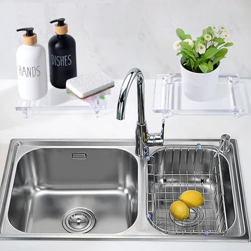 Acrylic soap Dish Tray for Bathroom Counter and Kitchen - Waterproof Countertop Organizer for Soap Dish, Vanity, Plants, Candles (1, Large-9 x 5.9 x 1.5 inch) - size: Large-9 x 5.9 x 1.5 inch