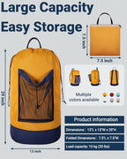 Laundry Bag with Shoulder Straps and Mesh Pocket Laundry Backpack Large Portable Laundry Hamper for College Laundromat Apartment - color: Yellow & Blue