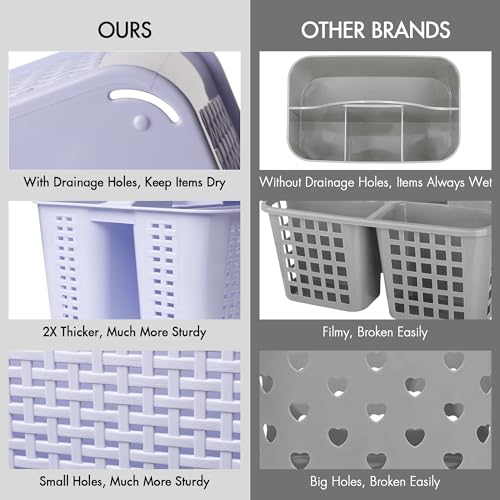 Tiawudi Portable Shower Caddy, Caddy Organizer with Handle, Plastic Shower Basket Hold Soap, Shampoo, Hair Supplies and Beauty Products, Cleaning Supplies Organizer for Home, Dorm, Shelf and Cabinet - color: Violet