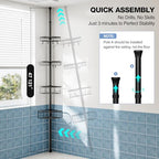 Corner Shower Caddy Tension Pole: Stainless Steel Rustproof 4-Tier Shower Organizer - 47-121 inch Adjustable Bathroom Shelves for Bathtub Shampoo Storage - Tension Rod Floor Standing Bath Rack - Black - style: A Style-Black