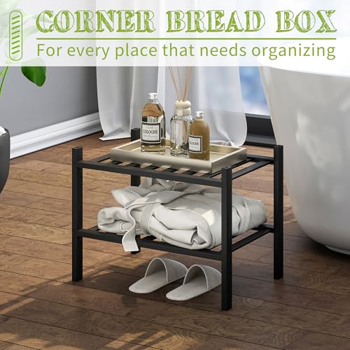BMOSU 2-Tier Bamboo Small Shoe Rack Premium Stackable Shoe Shelf Storage Organizer for Hallway Closet Living Room Entryway Organizer (Black Bamboo) - color: Black Bamboo, size: Small-2-Tier（17*11*12.6inches）