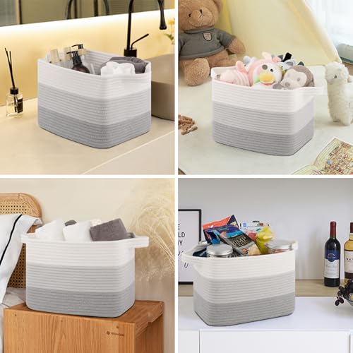 OIASKET Storage Baskets for Organizing, Woven Baskets for Shelves, Rectangle Decorative Organizer for Storage Clothes, Toy, Books, Towels Nursery Bins 3 Pack (Gradient Grey, 13"x9.85"x8.7") - color: Gradient Grey, size: 13"x9.85"x8.7"