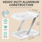 2 Pack Bathroom Organizers and Storage - Multi-Purpose,2-Tier Clear Pull Out Organization for Bathroom,Under Sink,Kitchen,Vanity,Countertop,Cabinet,Pantry & Medicine Cabinet,White