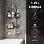 Epicano Shower Caddy Hanging, Anti-Swing Over Head Shower Caddy Rustproof with Hooks for Towels, Sponge and More, Matte Black - color: Matte Black