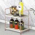 Plastic/Metal Freestanding Stackable Organizer Shelf,Bathroom Countertop Storage Shelf Cosmetic Organizer Holder Kitchen Spice Rack,2-Tier Standing Rack (Rose Gold) - color: Rose Gold