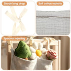 Cotton Baby Hanging Bedside Storage Bag Organizer with 2 Pockets, Baby Crib Accessories for Cribs, Toys, Diapers (Light Gray)