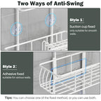Epicano Shower Caddy Hanging, Anti-Swing Over Head Shower Caddy Rustproof with hooks for Towels, Sponge and more,White - color: White