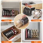 MUDEELA Pots and Pans Organizer under Cabinet, Expandable Pan Lids Organizers inside Cabinet with 12 Adjustable Dividers, Kitchen Storage Organization Pot Holder Cookie Sheet, Cutting Board Organizer - style: 12 Dividers-Bronze