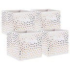 DII Non Woven Polyester Storage Bin, Polka Dot, White & Gold, Small Set of 4 - color: White & Gold, size: Small Set of 4, 11x11x11" Cube