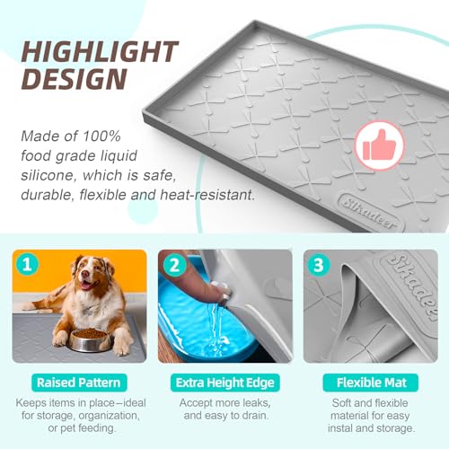 SIKADEER 40" x 22" Under Sink Mat Waterproof, Silicone Mat Kitchen Drawer Shelf and Cabinet Liner, Sink Protector for Kitchen Organizers and Storage, Boot Tray Pet Food Mats - color: Gray, size: 40"W x 22"L