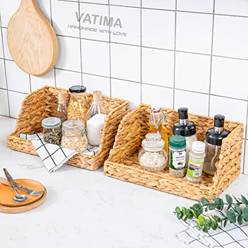 VATIMA Water Hyacinth Storage Baskets for Organizing, Medium Open-Front Wicker Basket for Kitchen, for Shelves, 11.8” x 7.5” x 5.5”, 2 Pack - color: Water Hyacinth, size: 2-Pack Open-Front (11.8"L x 7.5"W x 5.5"H)