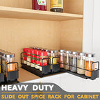 SpaceAid Pull Out Spice Rack Organizer for Cabinet, Heavy Duty Slide Out Seasoning Kitchen Organizer, Cabinet Organizer, with Labels, 7.7" W x10.75 D x4 H, 3 Drawers 1-Tier - style: Three 2"W Drawers, 1-Tier