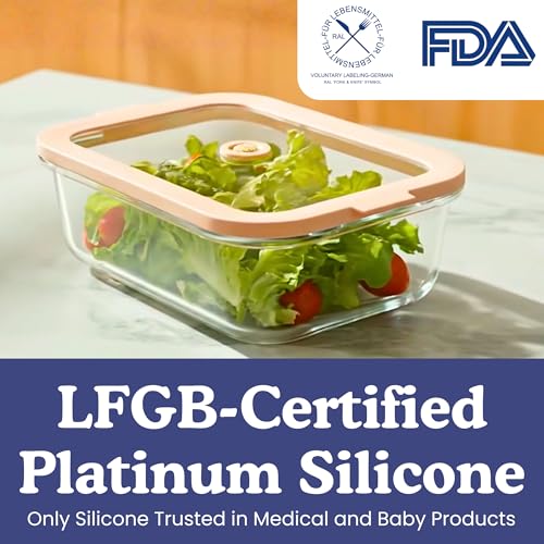 Non-Toxic 35 Oz (4.4 Cup) Glass Storage Containers with Lids – Plastic Free Meal Prep Containers for Lunch, Airtight Food Storage, Microwave and Freezer Safe, 4 Pack - Ziruma - size: 35 Oz